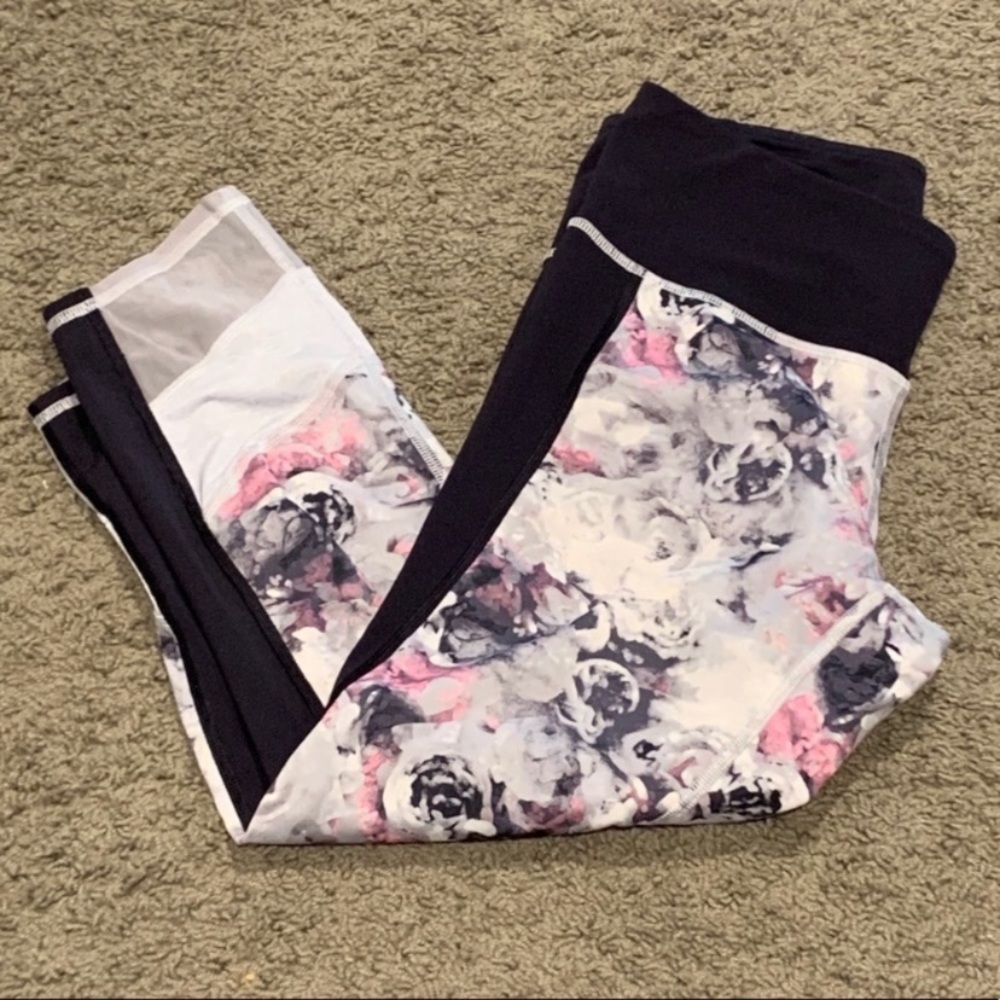 Lululemon floral mesh crop leggings
